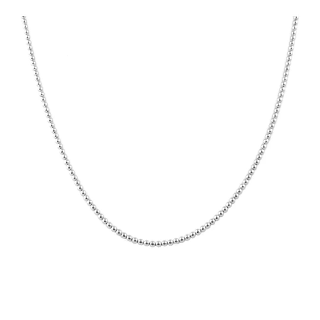 Collar bolitas de 2mm en plata de primera ley rodiada y plata bañada en oro - Imagen 2