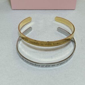 Brazalete de acero color plata y color dorado 6 MM