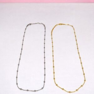 Collar bolitas separadas en plata rodiada y plata bañada en oro