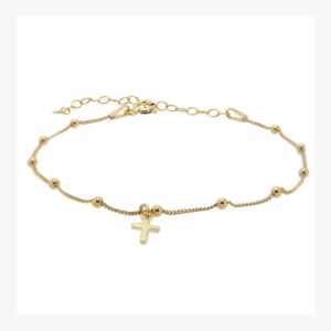 Pulsera plata rodiada o plata bañada en oro con detalle de cruz