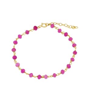 Pulsera Jade fucsia plata bañada en oro